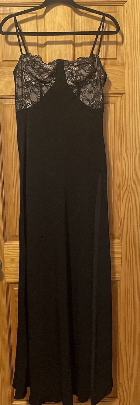 Black Halo Coressa Underwire Lace Inset Stretchy Crepe Gown, Sz 12, New - Picture 8 of 12